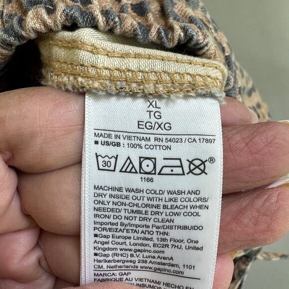 Gap Women's XL NWT Mid Rise Pull-on Leopard Barrel Jeans - Picture 7 of 9